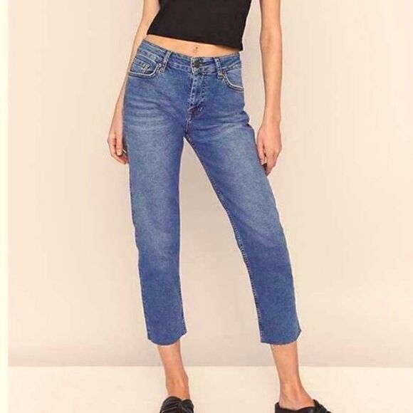 BDG Urban Outfitters AXYL Hi-Rise Straight Leg Slim Fit Cropped Jeans Size 31/32 - Picture 10 of 10